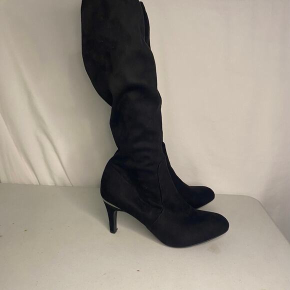 NEW BCBGeneration Black Knee High Heeled Boots Mario Faux Suede Slouchy Size 8 - Picture 5 of 14
